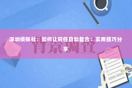 深圳侦探社：如何让前任自动复合：实用技巧分享