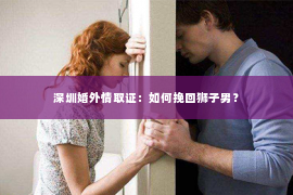 深圳婚外情取证：如何挽回狮子男？