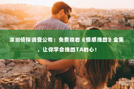 深圳侦探调查公司：免费观看《情感挽回》全集，让你学会挽回TA的心！