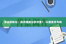 深圳侦探社：如何挽回分手对象？-以西安市为例