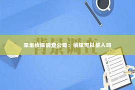 深圳侦探调查公司：侦探可以抓人吗