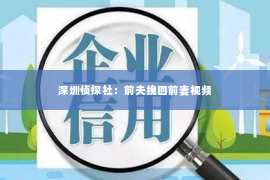 深圳侦探社：前夫挽回前妻视频