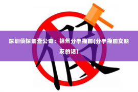 深圳侦探调查公司：锦州分手挽回(分手挽回女朋友的话)