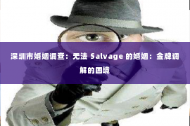 深圳市婚姻调查：无法 Salvage 的婚姻：金牌调解的困境