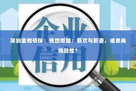 深圳金棍侦探：挽回婚姻：新欢与前妻，谁更具挑战性？