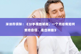 深圳市侦探：《分手挽回被拒，一个月后我如何重拾自信，走出阴霾》