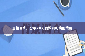 重拾爱火，分手28天的教训和挽回策略