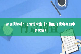 深圳侦探社：《爱情求生计：挽回印度电视剧中的爱情》